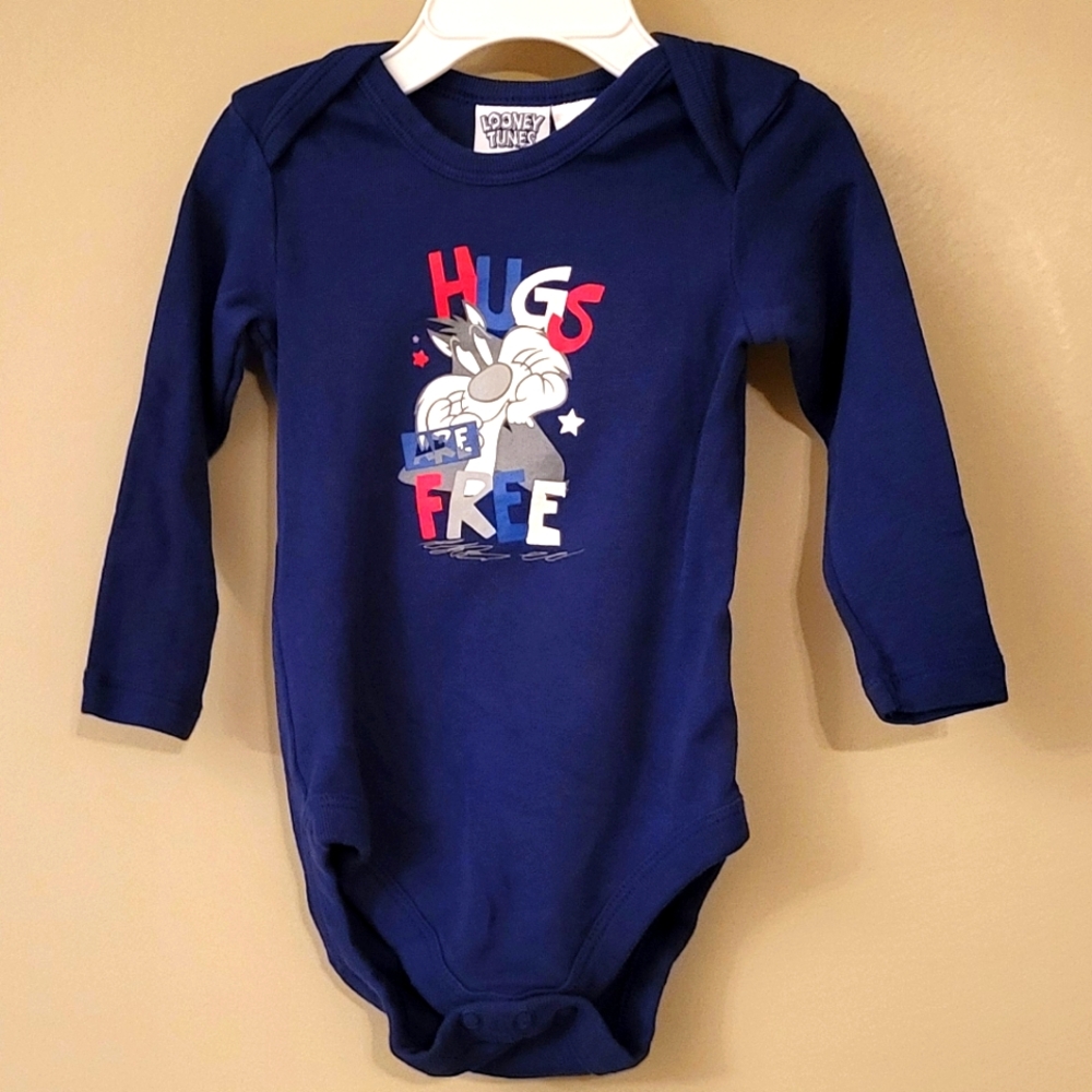 Navy Looney Tunes Bugs Bunny long sleeve onesie/bodysuit